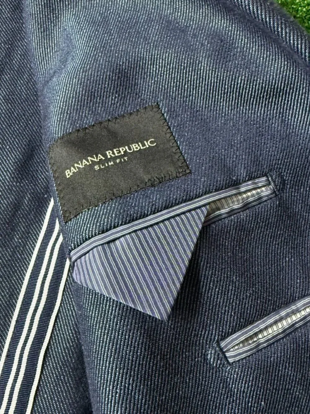 Banana Republic Men's Wool Linen Blend Blazer Navy Blue Sport Coat Size 38S